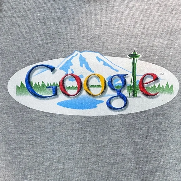 Google Logo Hoodie Men’s Large Gray Pullover Fleece Tech Company Sweatshirt - Picture 4 of 10